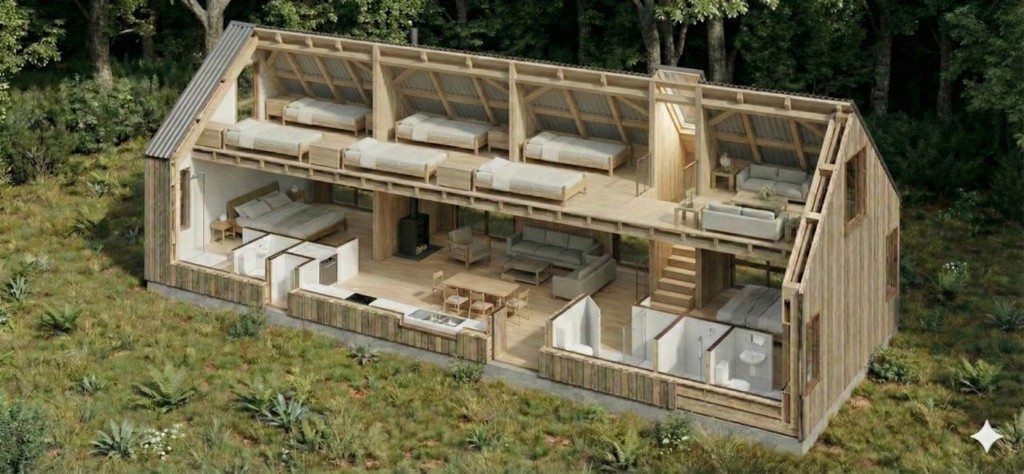 Vista en corte del interior